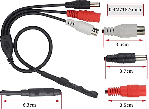 Miniatura 3 de Dispositivo de recogida de vigilancia Micrófono Cable Micrófono Audio CCTV RCA Vigilancia Micrófono DVR Dispositivo de recogida amplificado de alta