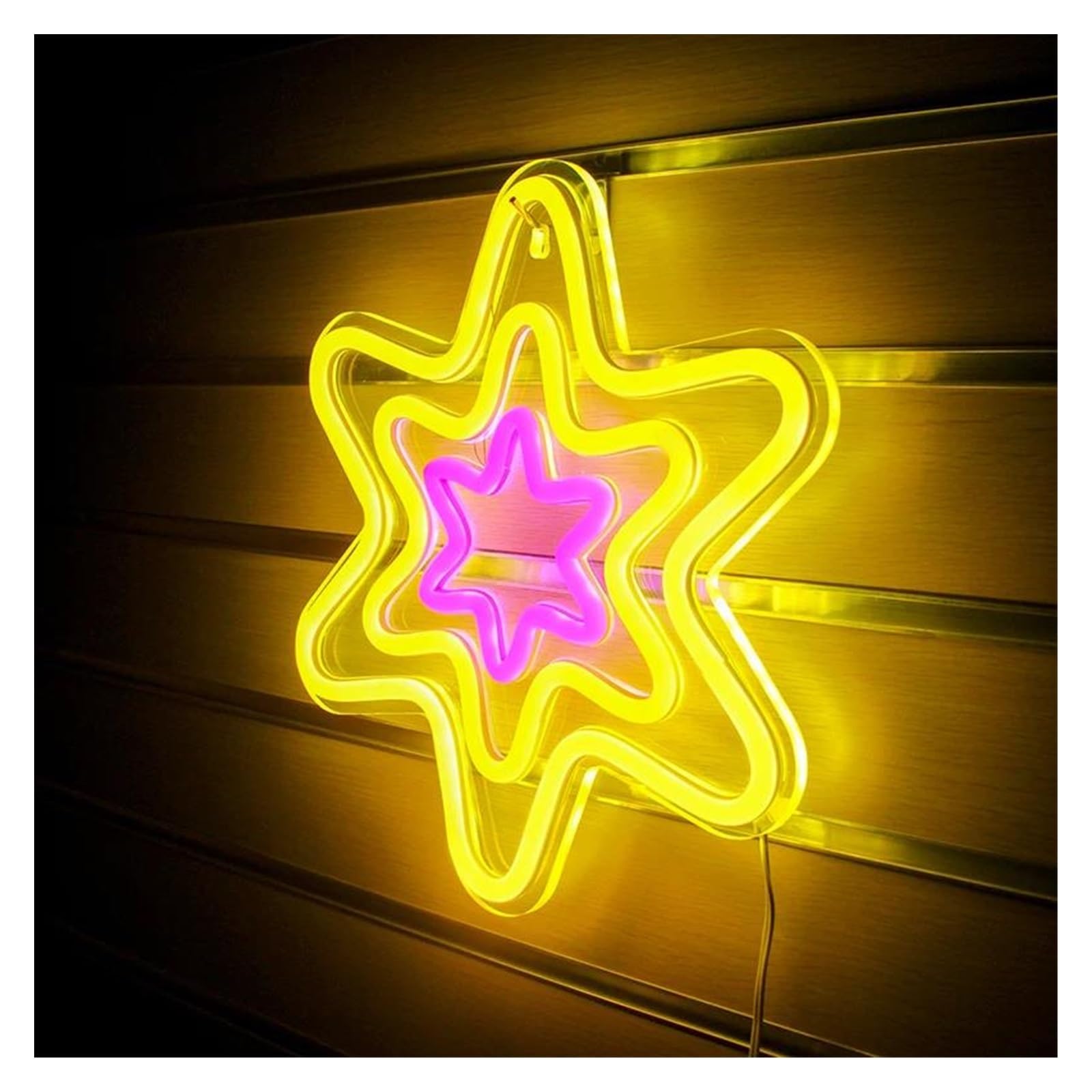 Néon Enseignes lumineuses Decor Panneau Néon Mural LED En Forme D'étoile Hexagonale, Pour Cadeaux De Noël, Boutique De Fête, Décor De Chambre D'enfants Kawaii, Alimentation USB