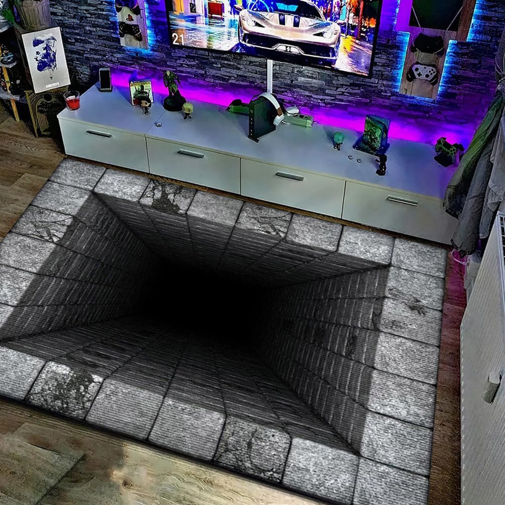 Juxdzishw W Juxdzish 3D Optical Illusion Rug - Vortex Illusion Floor Mat For Door Entrance, Bathroom, Stairs, Playroom, Living Room, Or Area,,80 * 120