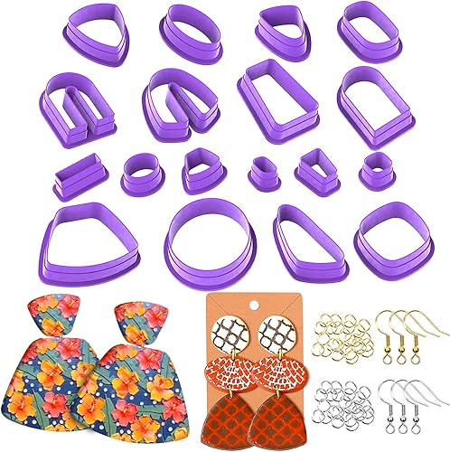 Mity rain Cortadores de arcilla polimérica kit de 118 piezas de cortadores de aretes de arcilla 18 formas de cortadores de arcilla polimérica para