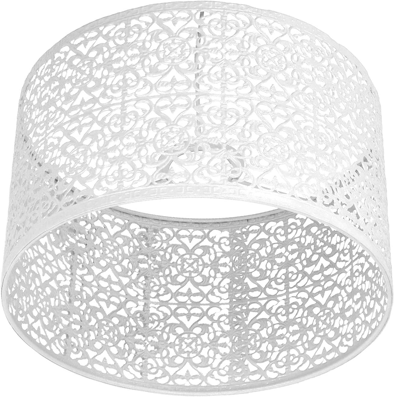 Lamp Shade, Hollow Out Metal Lampshade E27 E14 Universal Good Heat Dissipation Exquisite Lamp Cover for Table Lamp Floor Lamp Ceiling Lamp(White)
