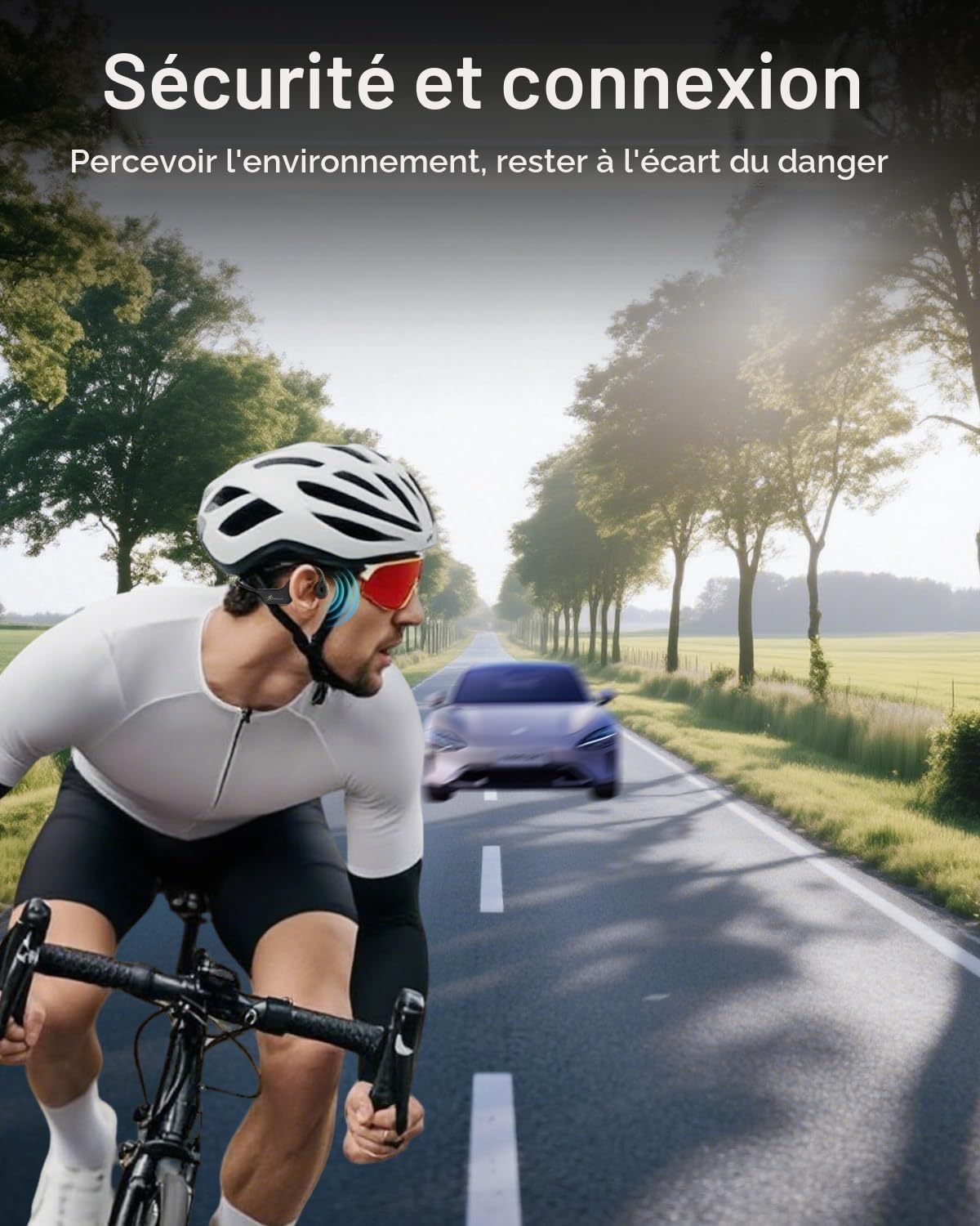 ANSTEN Casque Conduction Osseuse Bluetooth 5.3 | Open Ear Casque de Sport sans Fil avec Micro, Charge Rapide USB-C, étanchéité IPX5 pour Le Sport, Le Cyclisme et Le Fitness