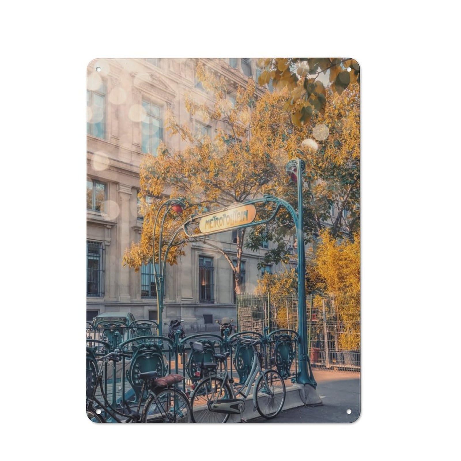 Nostalgic Decorative Tin Plaque 40x30cm Featuring Sunlight In Paris, Classic Pub Decor for Cafe, Pub, Workshop Or Home Bar