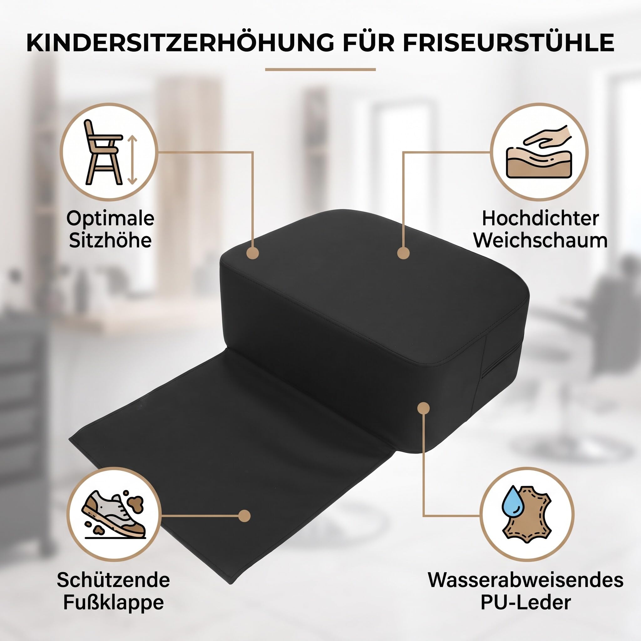 Ejoyous Rehausseur de Siège de Coiffeur Enfant, Rehausseur de Siège Enfant Salon de Coiffure Rehausseur Enfant Chaise de Coiffeur Coussin de Siège Rehausseur, Coussin de Siège Enfant