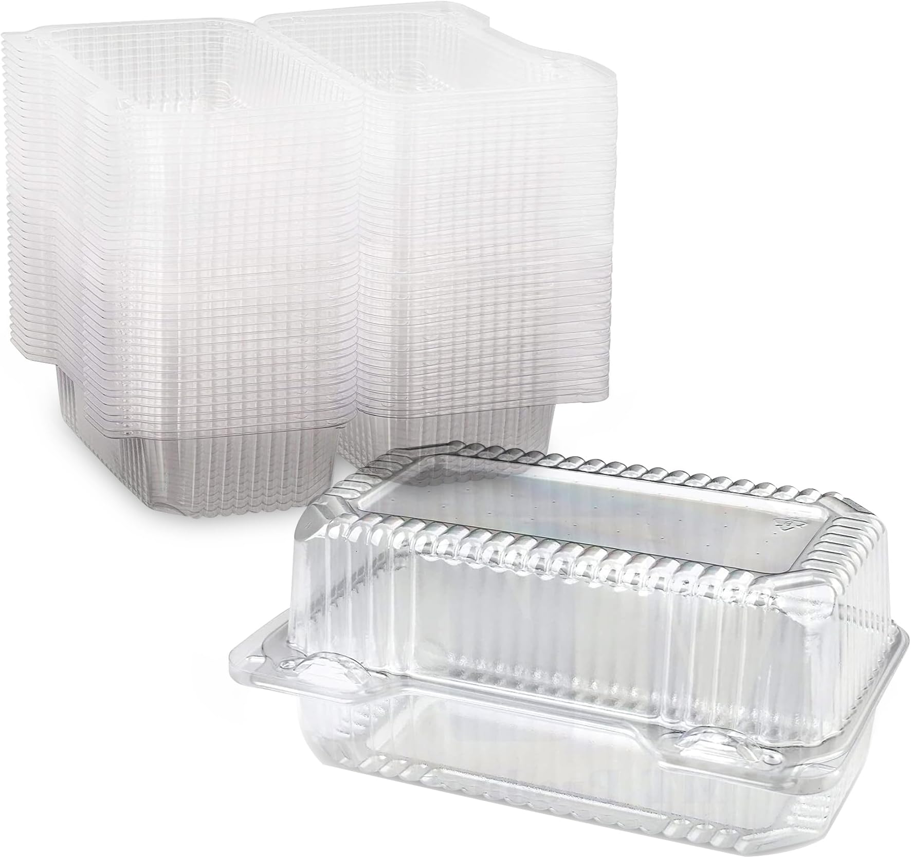 MT Products Clear Plastic Loaf Container 7.6" x 5.1" x 3.6" - Small Hoagie Container (Pack of 40) - Made in the USA