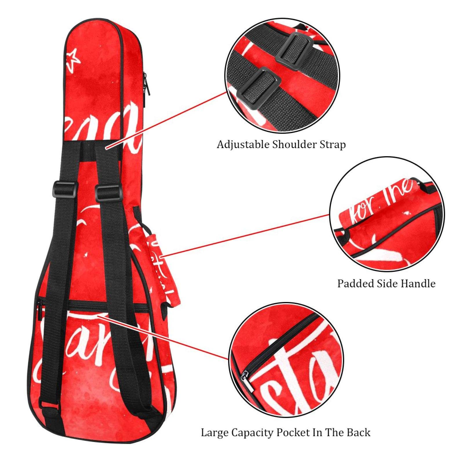 Gigbag für Tenor-Ukulele, wasserdicht, gepolsterter Rucksack, ideal für Sopran-Konzert (53 / 61 cm) inspirierender Schriftzug