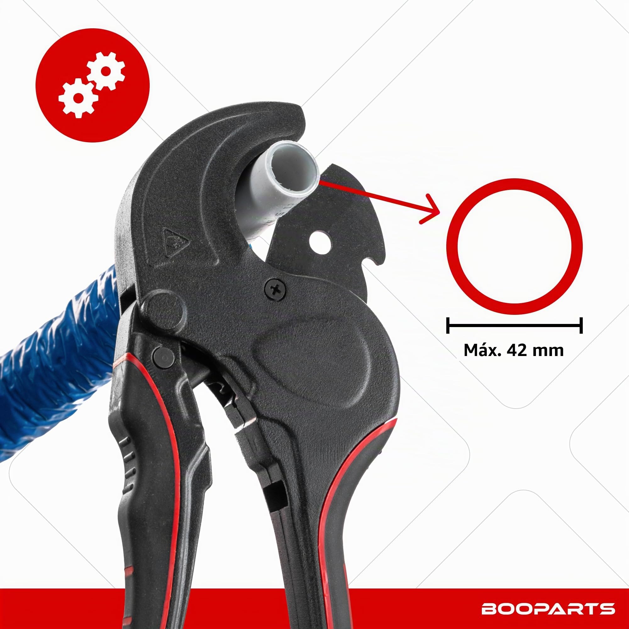 Cortatubos Multicapa Ø42 mm con Trinquete | Pinza Cortadora para Tubos PEX, PER, PERT y PEX-AL-PEX | No apto para PVC rígido