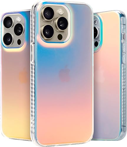 LONLI Hue - Funda para iPhone 14 Pro - Funda holográfica iridiscente de colores fluorescentes - parachoques absorbente de golpes de 360 - Funda