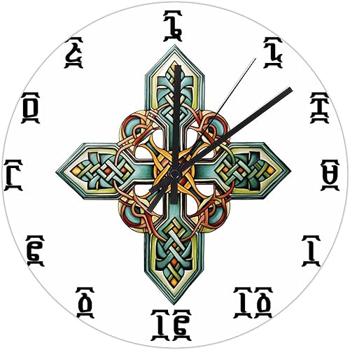 Reloj de pared de PVC de 12 pulgadas, silencioso, sin tictac, símbolo etíope, con números, vintage, funciona con pilas, novedoso reloj de PVC,