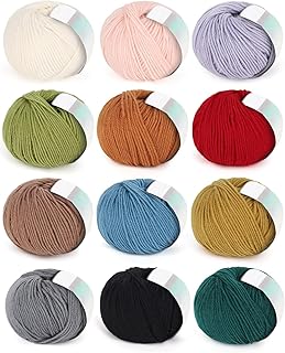 Coopay Merino Wool Yarn for Crochet & Knitting, 12x50g Multicolor Croche...