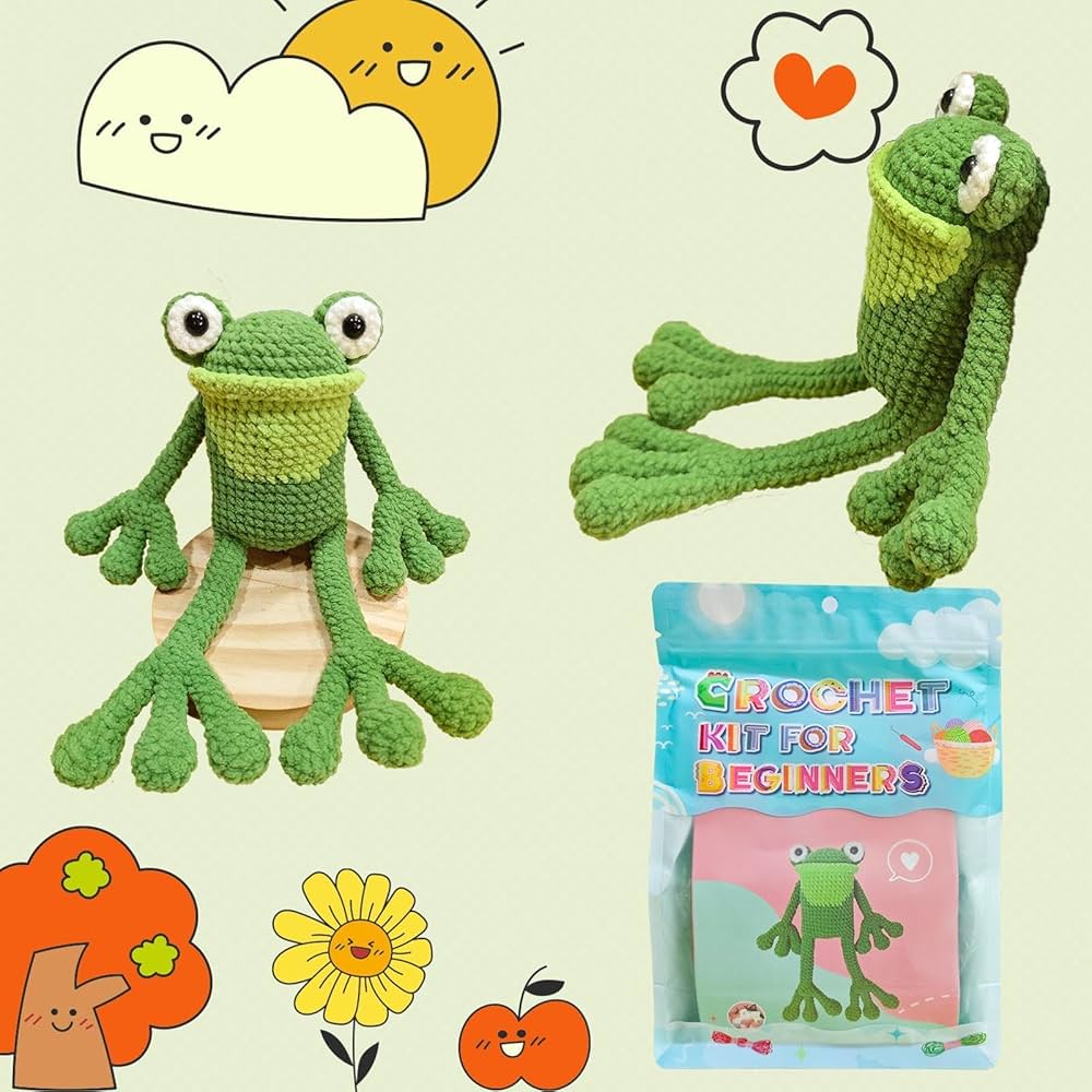 Amazon | Parlakyildiz カエルのかぎ針編み動物キット、子供用
