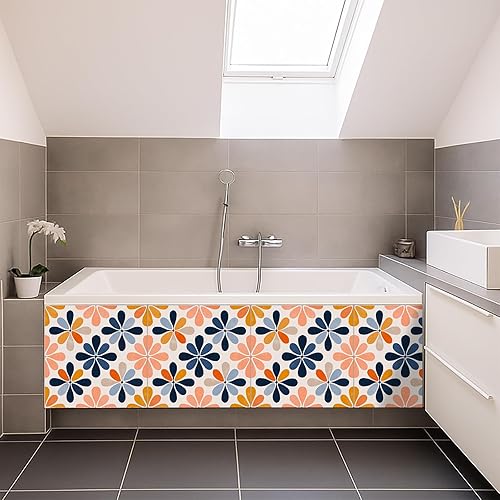 Miniatura 3 de – Azulejos de despegar y pegar de 12x12, diseño retro de flores coloridas autoadhesivos, piso de vinilo para pegar en la cocina, baño, dormitorio,