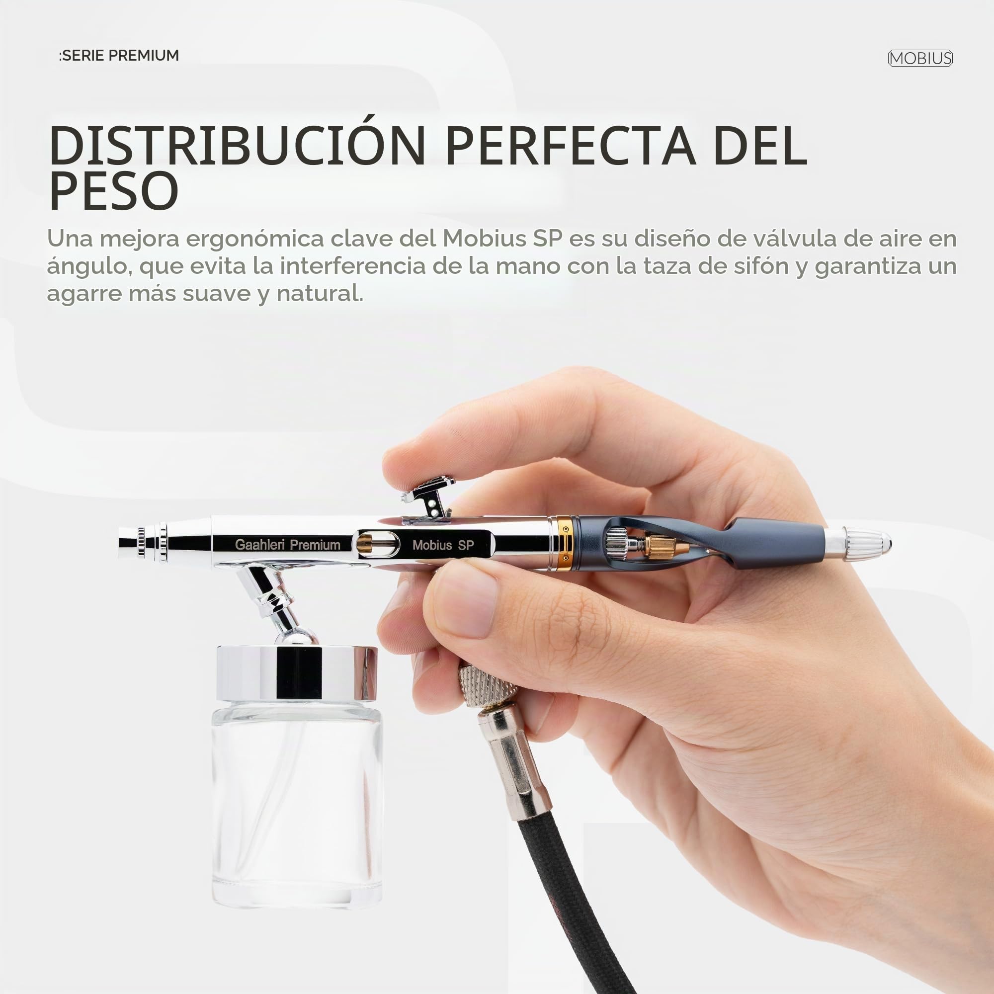 Gaahleri Airbrush Serie Premium Mobius - Sistema aerógrafo de flujo con ventosa