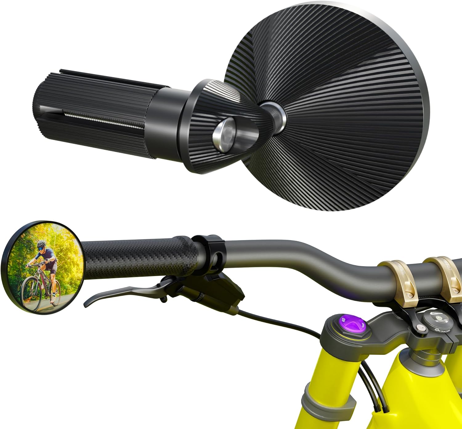 Bike Mirrors, 2-Pack Aluminum Bar End Mirror with 1.77" Round Mirror | 360° Adjustable & Durable Bicycle Mirror, Fits 0.67-0.83 in (17-21 mm) Handlebars for Road/MTB/E-Bike, Quick Rear Glances