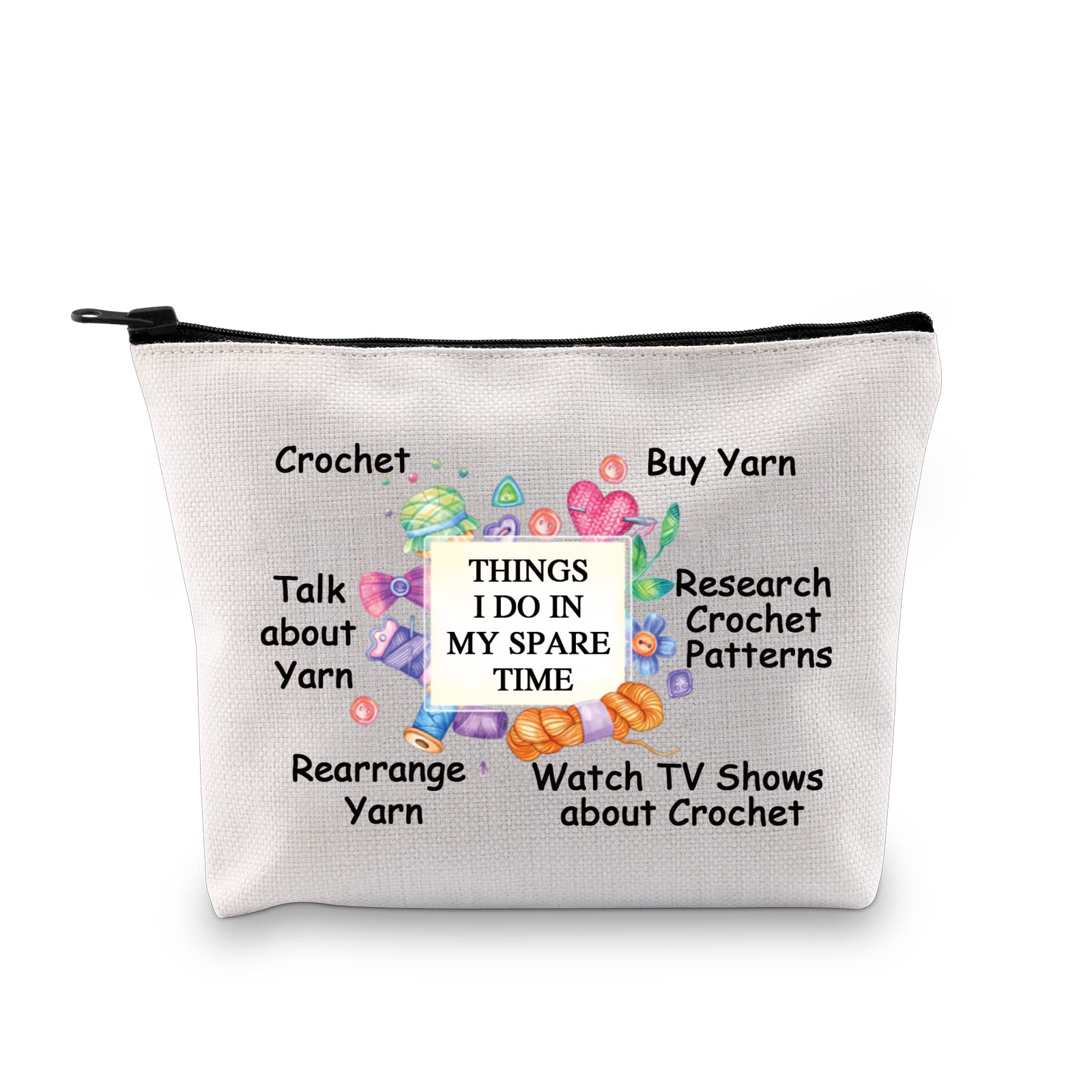 MBMSOCrochet Makeup Bag Funny Crocheting Gifts Things I do in My Spare Time Knitting Lovers Gifts Crochet Yarn Bag, Crochet bag, medium