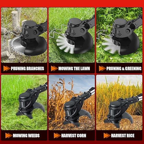 Miniatura 3 de Cortacésped inalámbrico de 1800 W, cortacésped eléctrico de 42 V, cortadora de setos de césped inalámbrica, máquina de corte de mano ajustable,