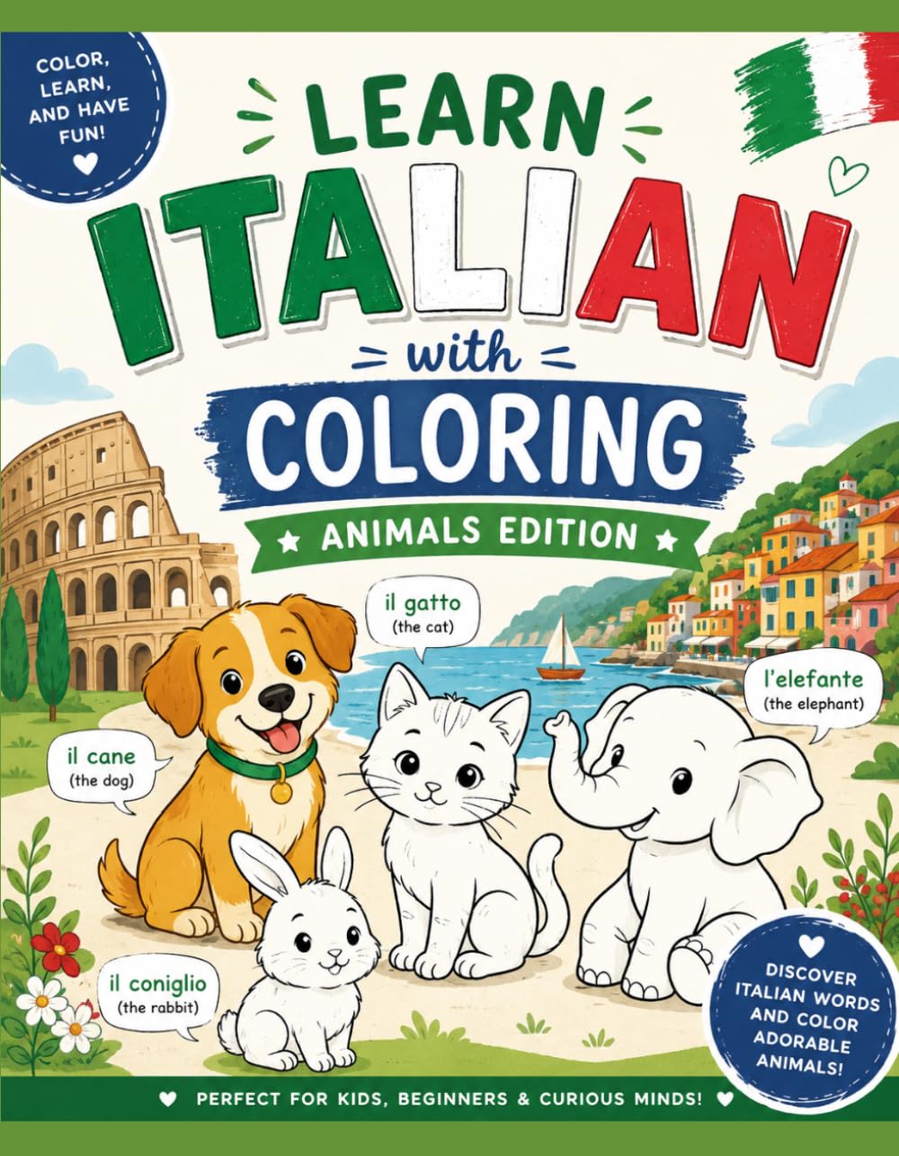 Learn Italian with Coloring: Animals Edition