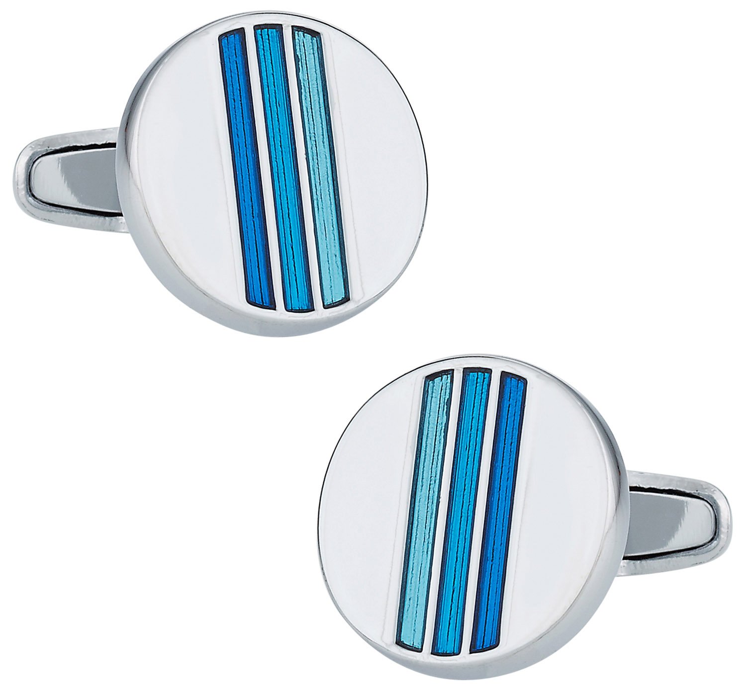 Trendy Tonal smalto blu rotondo argento gemelli da Cuff-Daddy