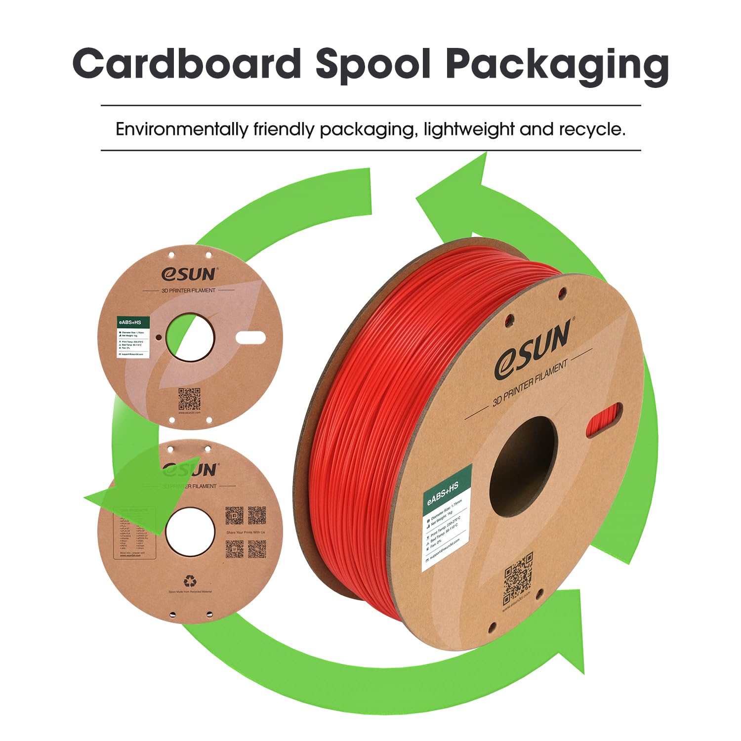 eSUN ABS+ Filamento 1,75 mm, Alta Velocità per Stampante 3D, Precisione +/- 0,03 mm, Bobina 1 kg (2,2 libbre), Stampa 3D Speedy, Rosso