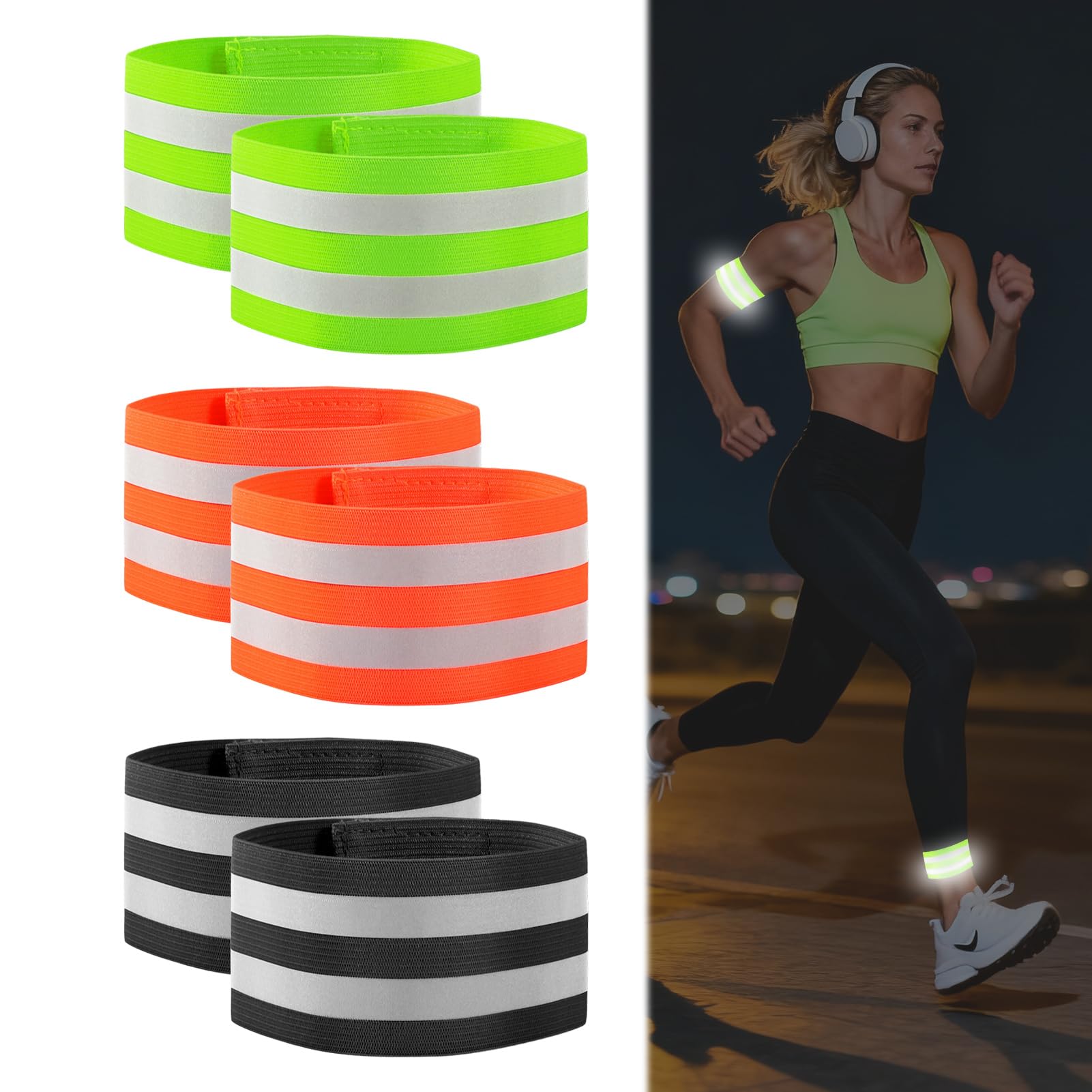 High Elastic Cycle Clips,6PCS Bicycle Clips,Bike Trouser Clips,Reflective Wrist Strap,Elasticated Ankle Bands High Visibility Bike Ankle Bands,For Running Walking Cycling Jogging Nigh Outdoor Safety