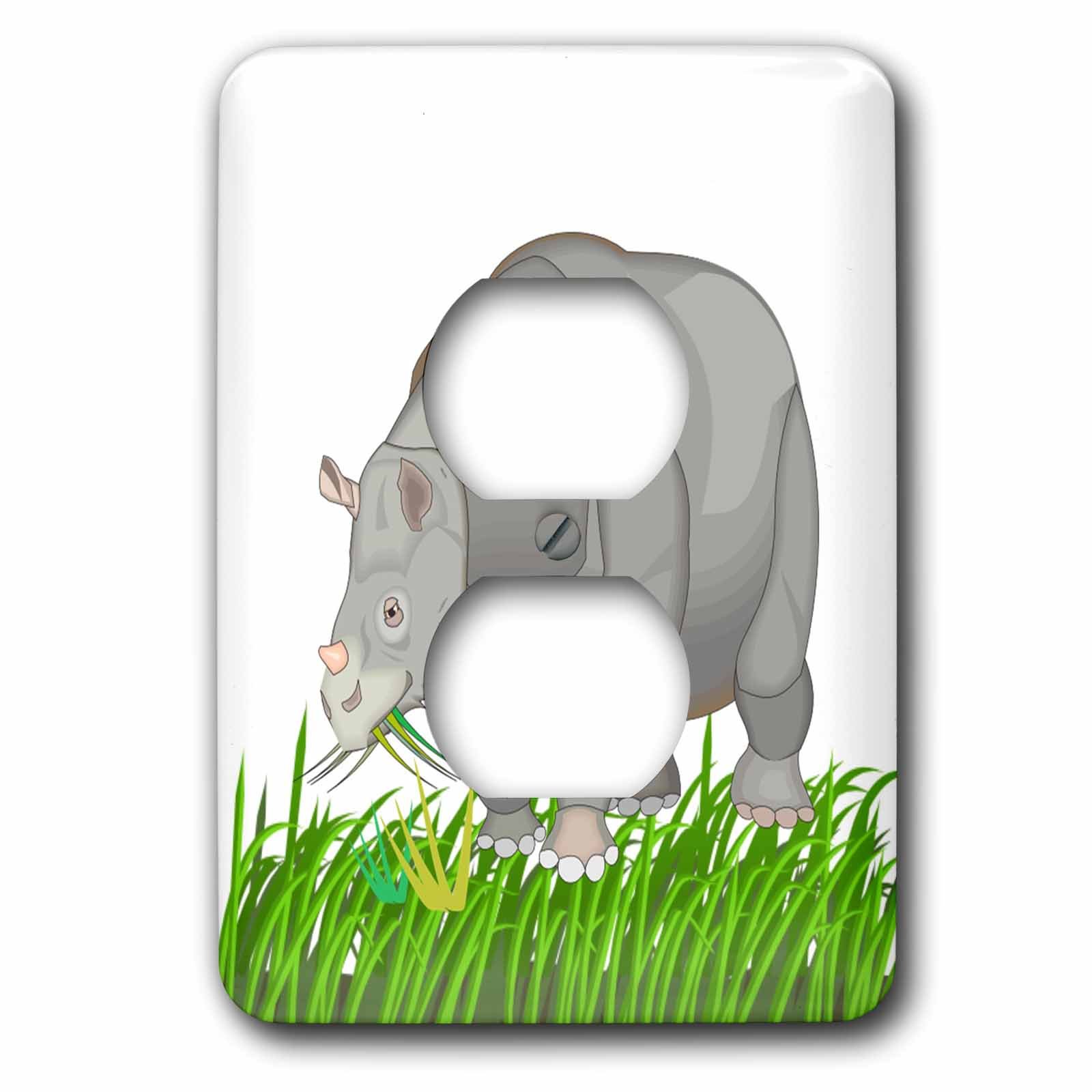 Couvercle de prise de courant multicolore rhino 3dRose au motif graphique vif