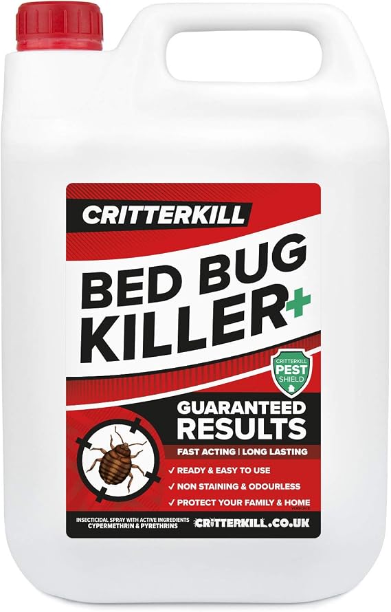 CritterKill Professional Bed Bug Killer Set - For Repeat Treatment of Infestation - Bedbug Sprays + Smoke Bombs + Insect Traps (Medium)