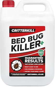 CritterKill Professional Bed Bug Killer Set - For Repeat Treatment of Infestation - Bedbug Sprays + Smoke Bombs + Insect Traps (Medium)