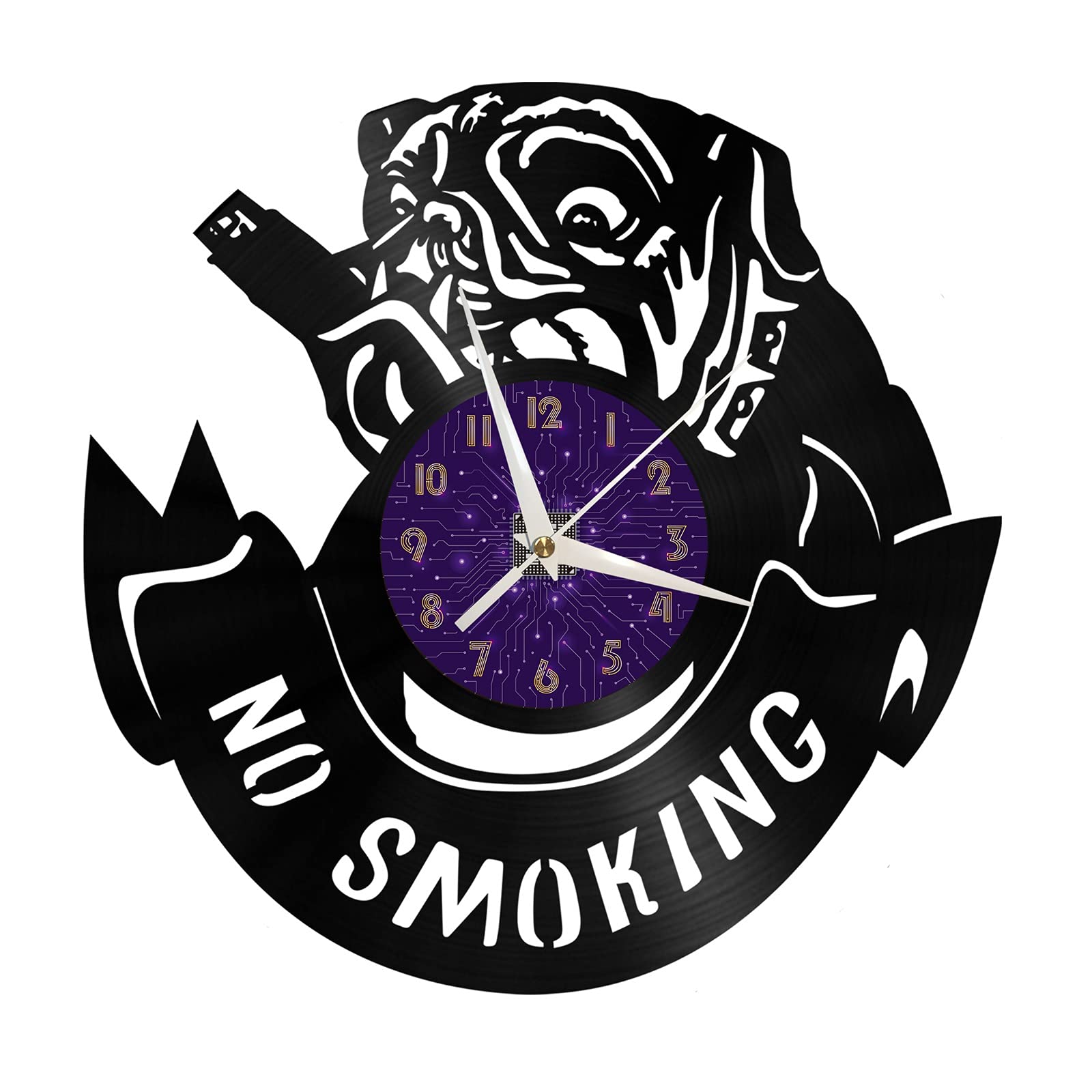 Horloge murale vinyle anti tabac deco murale originale salon Shar Pei