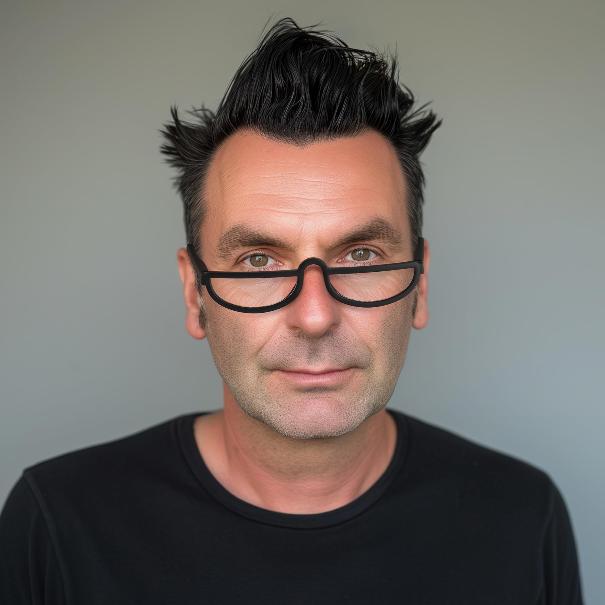 LONDON MOLE Eyewear | Brainy Reading Glasses | Half Moon Glasses | Cool Readers | Men's Women's Unisex | Full Rim Glasses | Spring Hinges | Matt Black | magnification +2.5