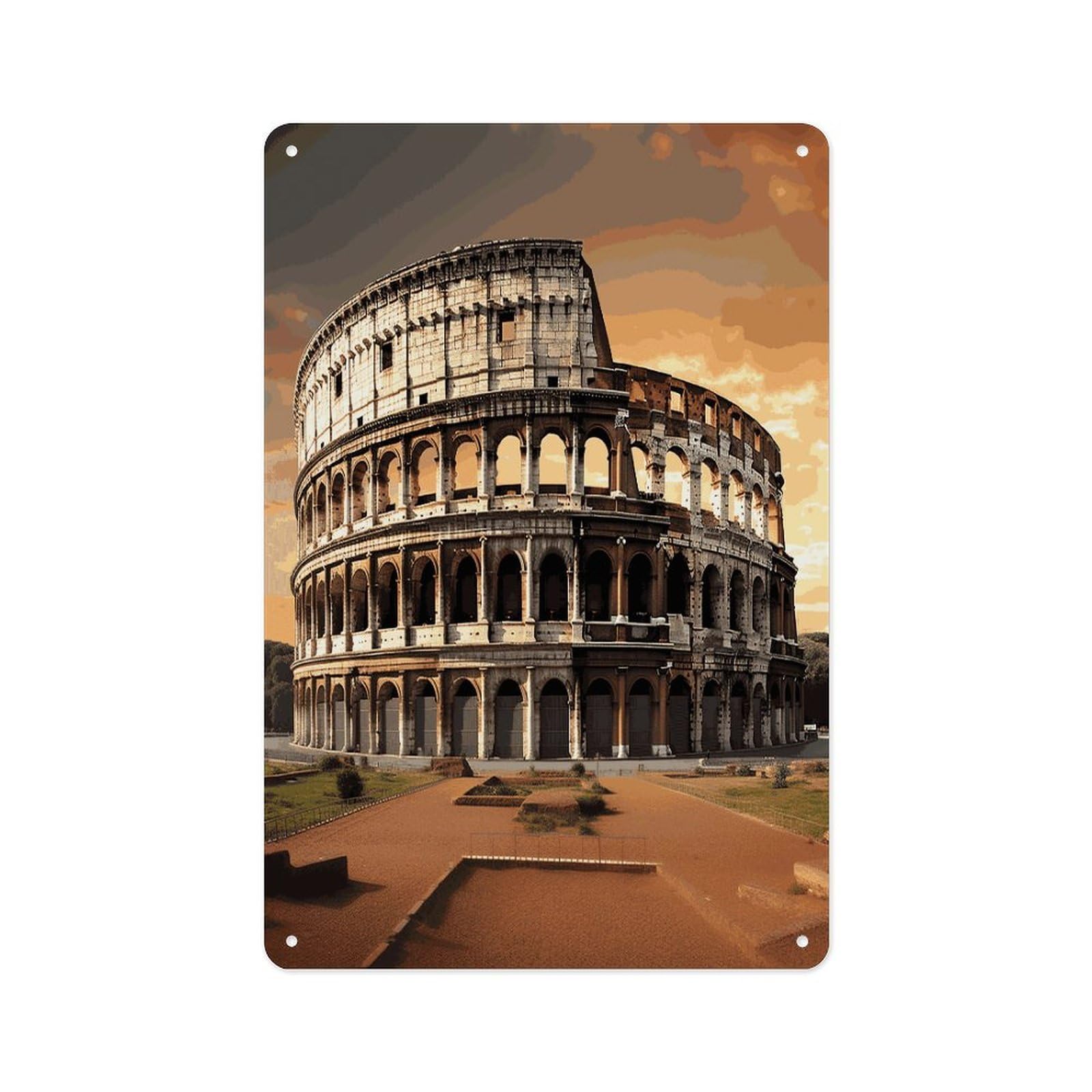 Fekiloot Style Ancient Colosseum Wall Decor Metal Signs Tin Signs Poster