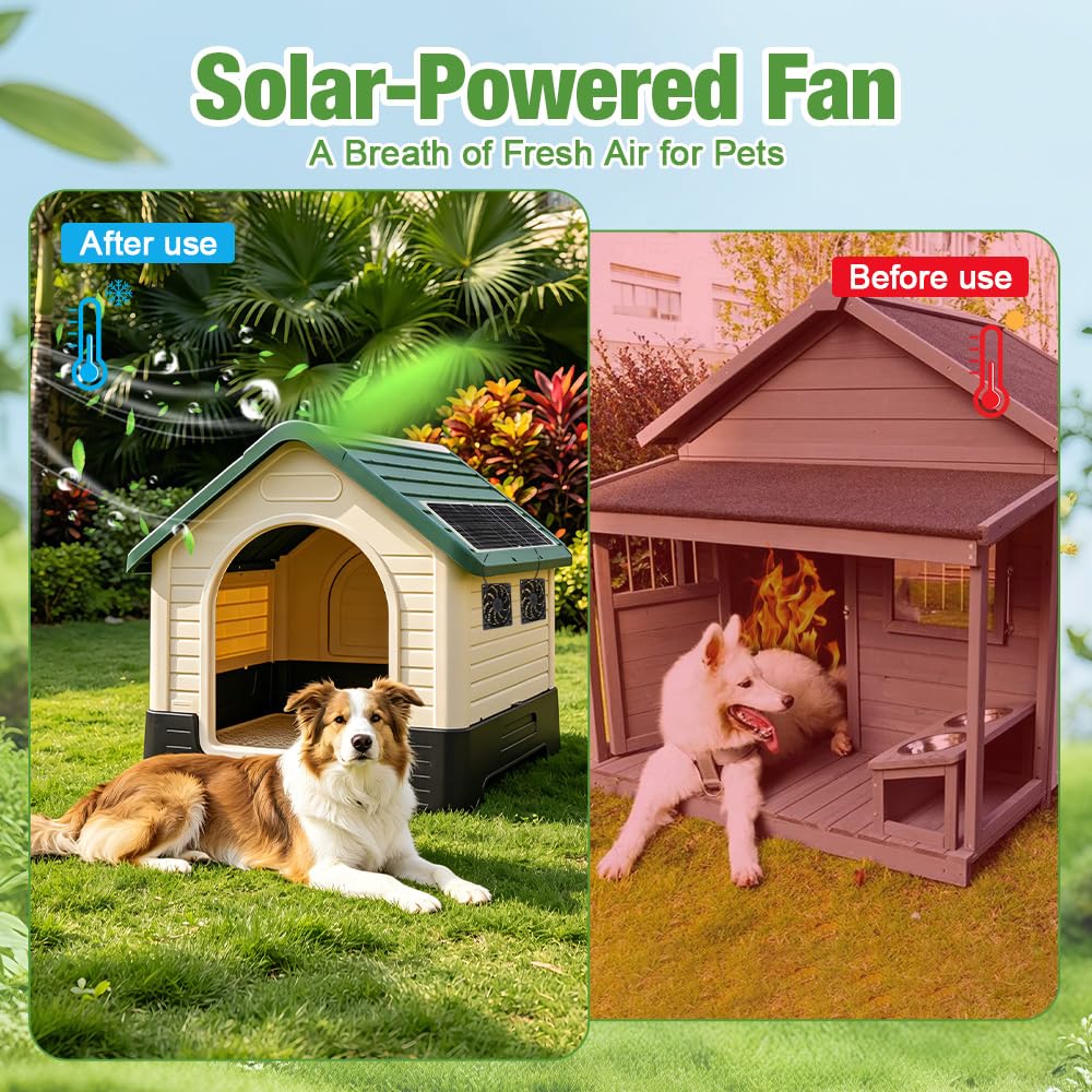 Foreverup Solar Ventilator, 16W Solar Lüfter, Solarpanel Ventilator, Solarmodul Lüfter Kit mit DC Doppelventilator für Gewächshaus, Hühnerstall, Schuppen, Haustierhaus