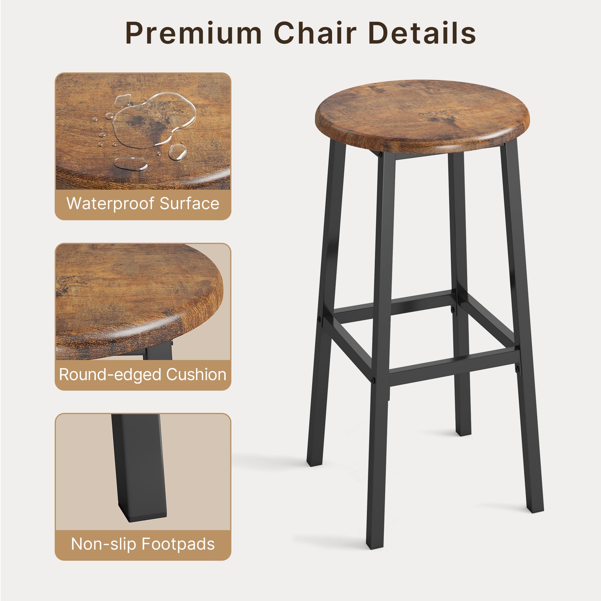 Xbro Angolo Bar per Casa con 2 Sgabelli, Tavolo da Bar Industriale con Porta Calici e 6 Portabottiglie, Mobile Bar con Ripiani Laterali, Banco Bar Salvaspazio in MDF e Metallo, 120x40x120 cm