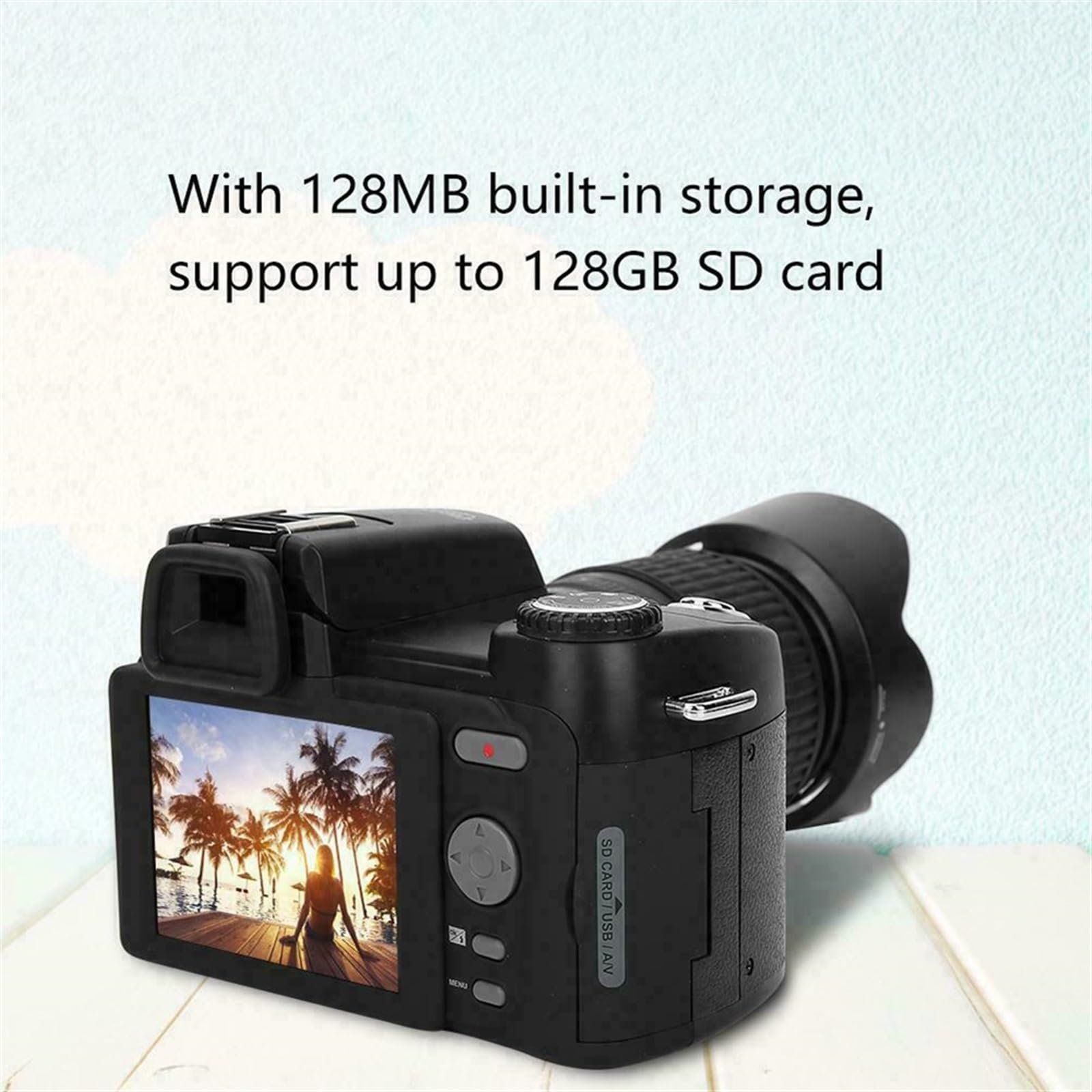 24-krotny Zoom Optyczny Aparaty Cyfrowe Do Fotografii Automatyczne Ustawianie Ostrości 33MP Lustrzanka Cyfrowa DSLR 1080P HD Kamera Wideo 3 Zestaw Obiektywów(16G SD Card,No Flashlight)