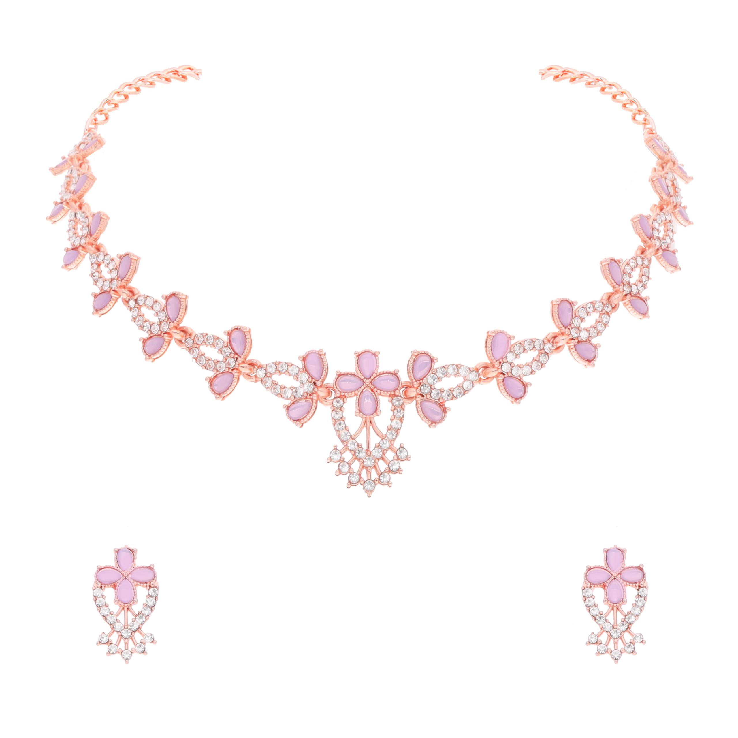 Brado Jewellery Sparkle with sophistication with this Rosegold Polished AD Choker Jewelry Necklace and earrings set. (B0D79FD63G) Amazon Price History, Amazon Price Tracker