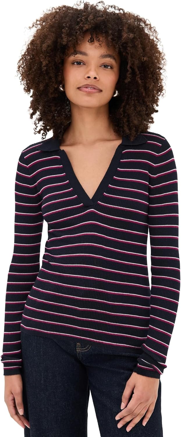 Madewell Women's Merino Silk Johnny Collar Long Sleeve Top