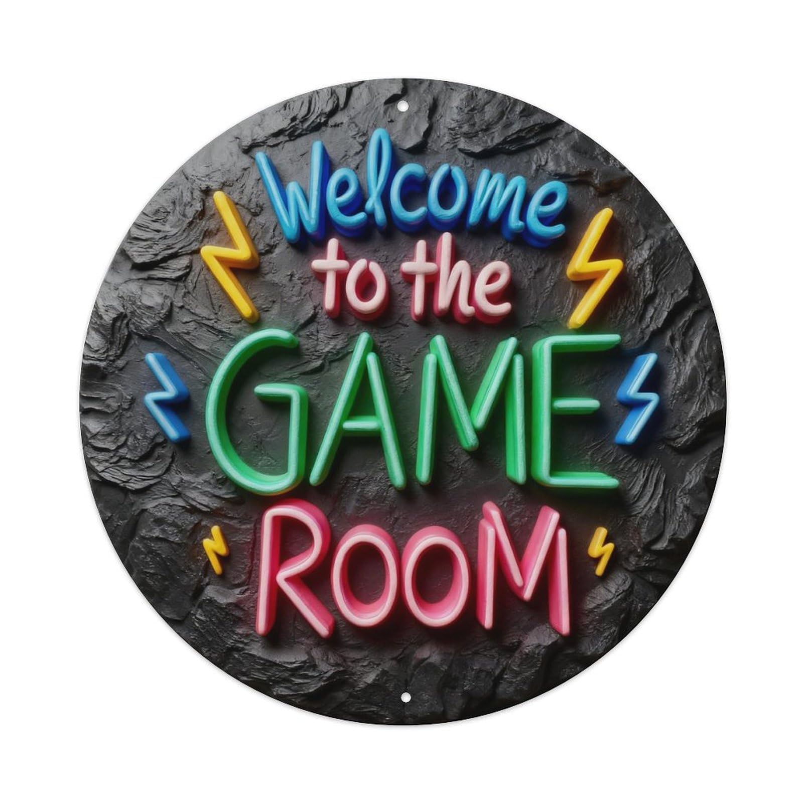 Zlatcbu Vintage Game Room Neon Welcome Sign Metal Tin Sign Retro Wall Art Poster, Decor For Home Living Room Bar Cafe Garage, 8X8 Inch