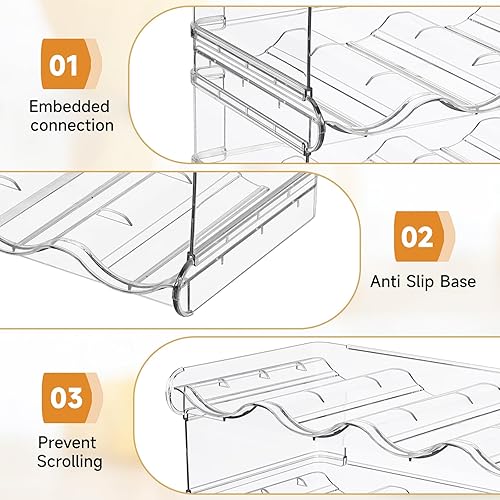 Miniatura 5 de spospo Organizador apilable para botellas de agua, soporte para botellas de agua con compartimento grande, organizador de botellas de agua