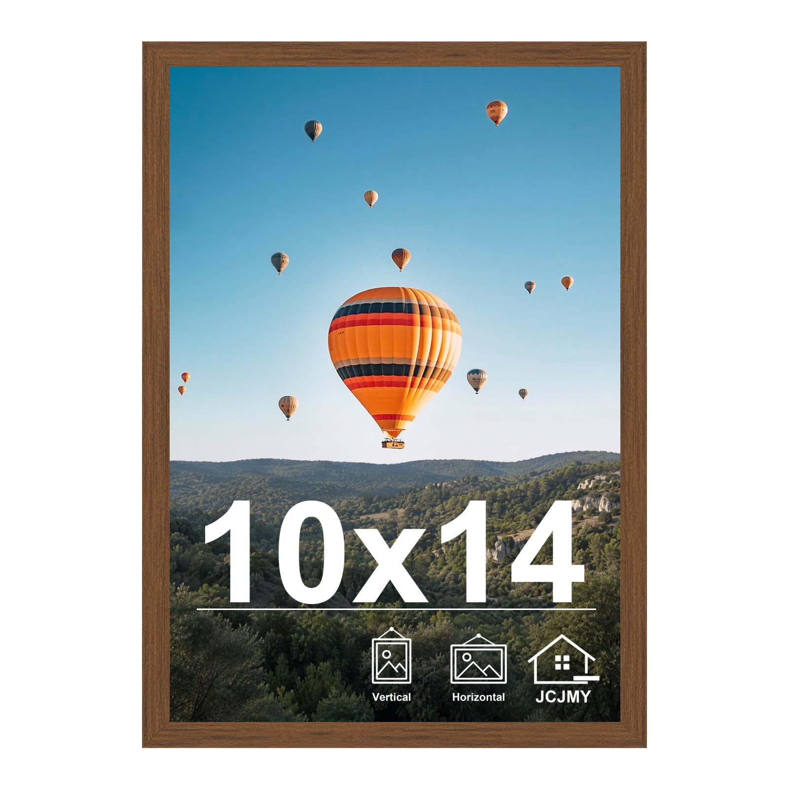 JCJMY 10x14 inch Picture Frame Brown for 30 x 40cm Diamond Art Painting, Horizontal and Vertical Formats for Wall Hanging, 10 x 14 Wall Gallery Poster Photo Frame with Shatter Resistant Plexiglass, Brown