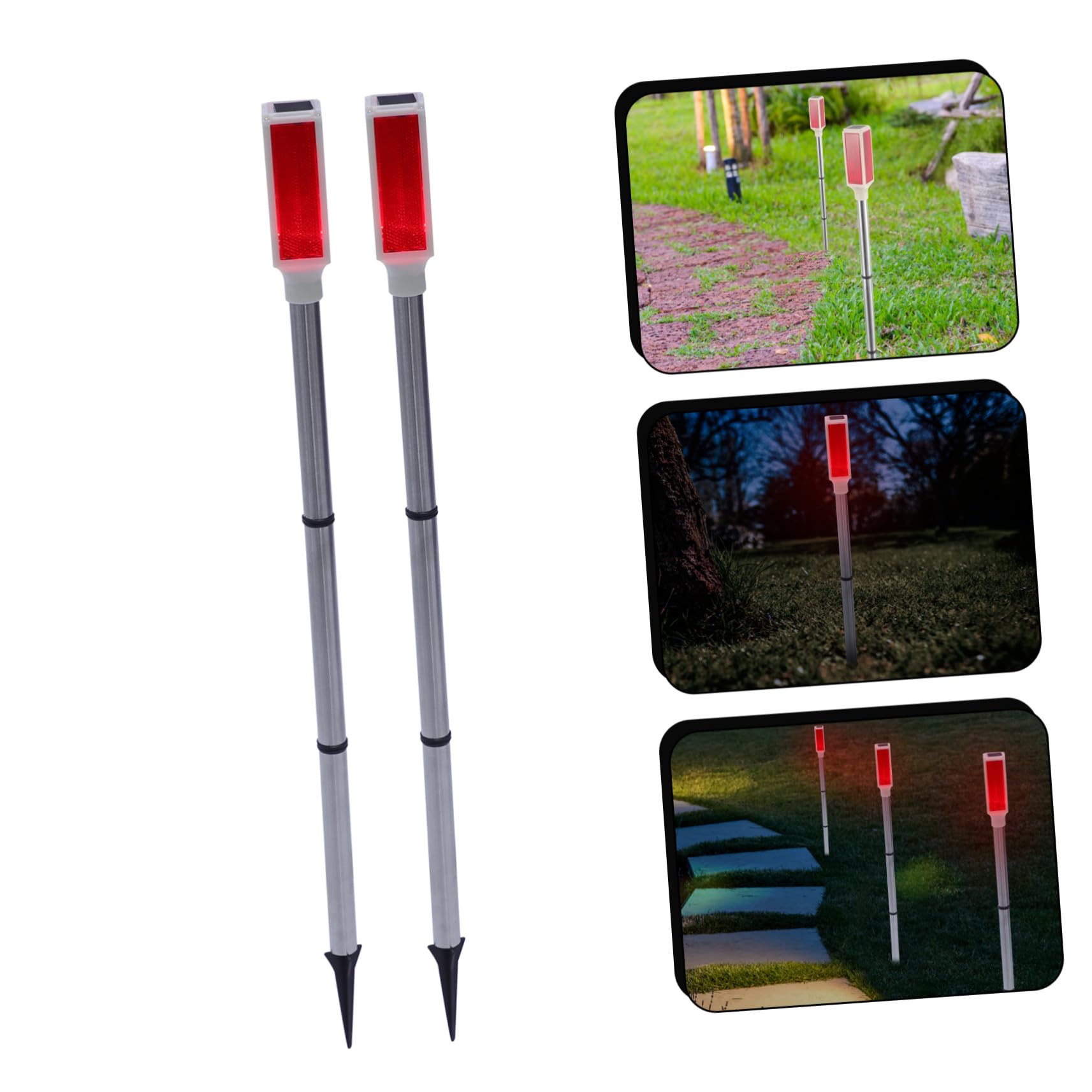 2 Pièces Lumières Solaires de Signalisation Clignotantes Lampes Davertissement Multifonctions pour Barrières Extérieures Éclairage Solaire de Sécurité pour Chantier et Circulation