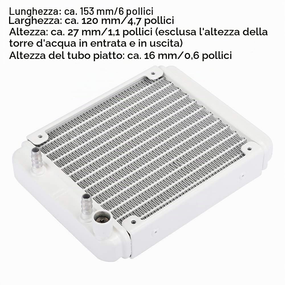 Radiatore di raffreddamento ad acqua da 120 mm (installazione facile, costruzione in alluminio di alta qualità) Dissipatore di raffreddamento ad acqua per di raffreddamento a