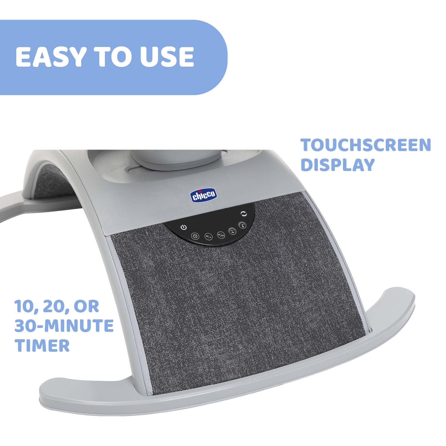 Chicco Comfy Wave elektroniczny leżak dla dzieci, huśtawka elektroniczna, z mi i melodiami, odchylane oparcie, oddychająca i zdejmowana tkanina, drążek do zabawy, leżak dla dziecka, 0