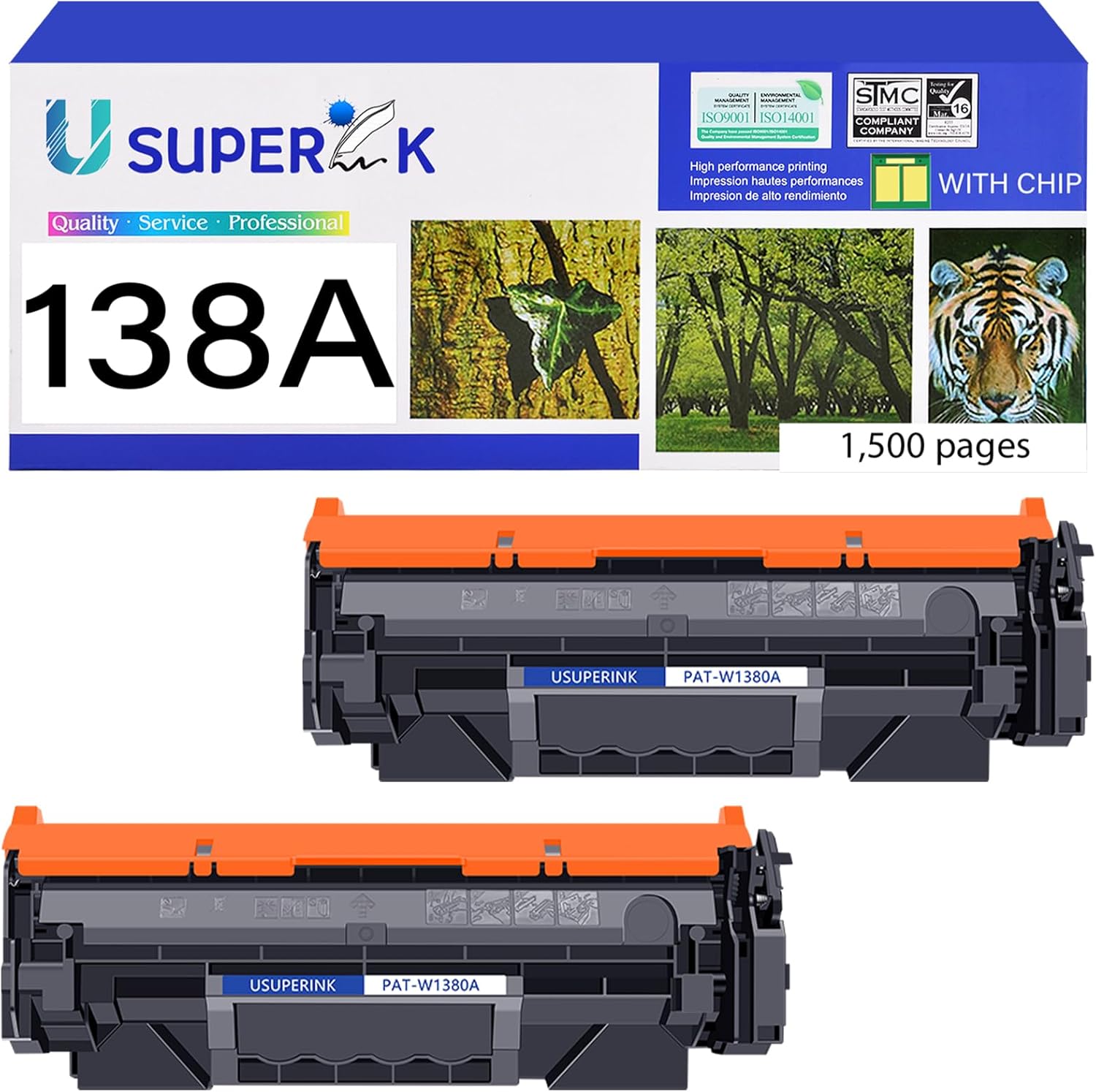 USUPERINK 138A W1380A (with CHIP) Compatible Toner Cartridge Replacement for HP 138A W1380A Works with Laser Jet Pro 3001dw 3001fdw MFP 3101fdw Series Printer Ink (Black, 2-Pack)