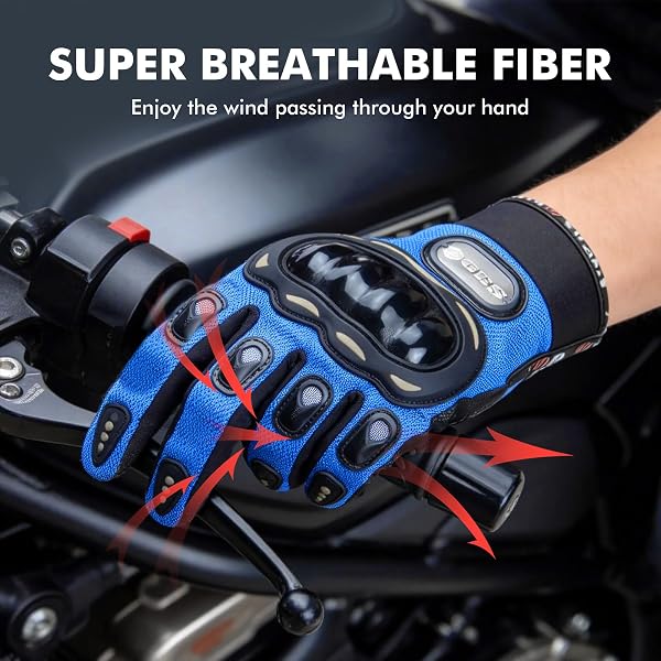 GES Motorcycle Riding Gloves for Men, All-Weather Full Finger Touch Screen Gloves, Breathable Water Resistant Motocross Racing Gloves for ATV, Dirt Bike, Scooter - 2