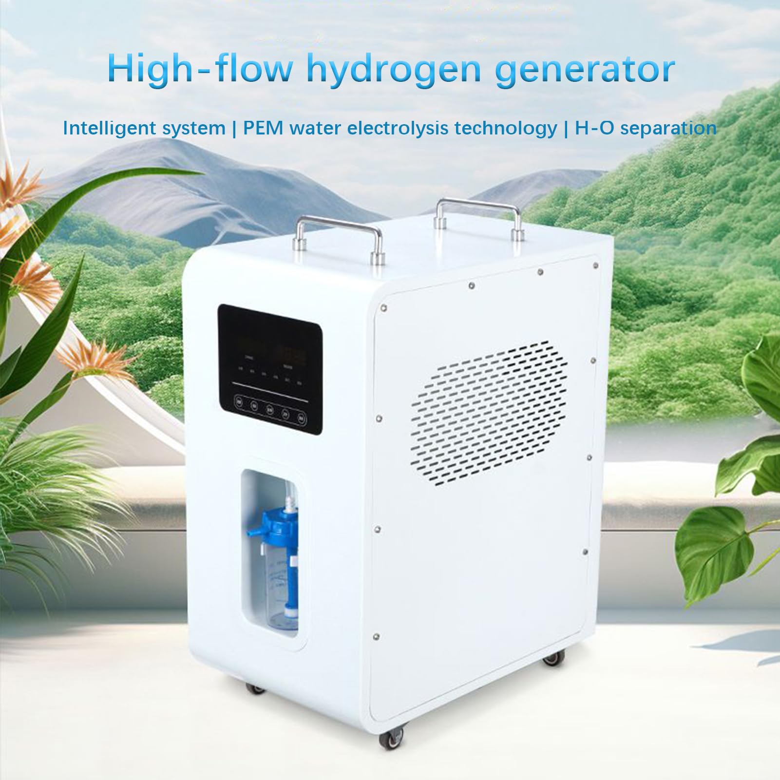 Aparat do inhalacji wodorem, 1500-3000 ml/min, generator wodoru o wysokiej czystości 99,99%, inhalator H2 w technologii PEM, przenośny na kółkach 3000ml