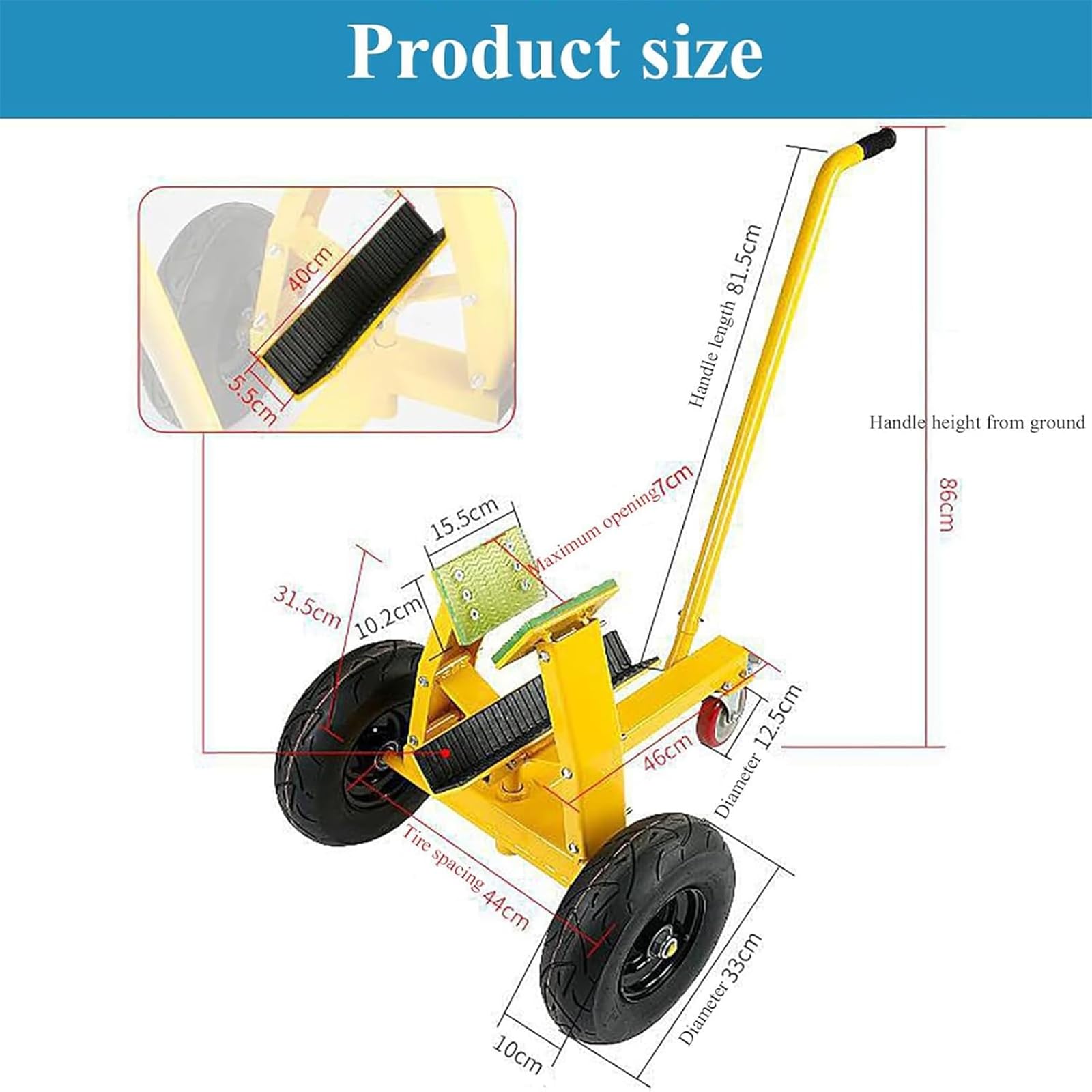 Wytrzymałe narzędzie panelowe do transportu mobilnego, nośność 400 kg, rozmiar opon 33 x 10 cm, oszczędzająca pracę, łatwa obsługa