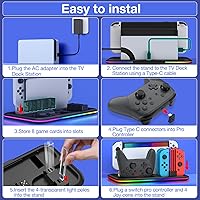 Vista 8 de AXYBCOOL RGB Switch Charger Dock for Nintendo SwitchSwitch LiteOLEDSwitch Charging Stand with 8 Games Storage for Switch Pro Controller Joycons