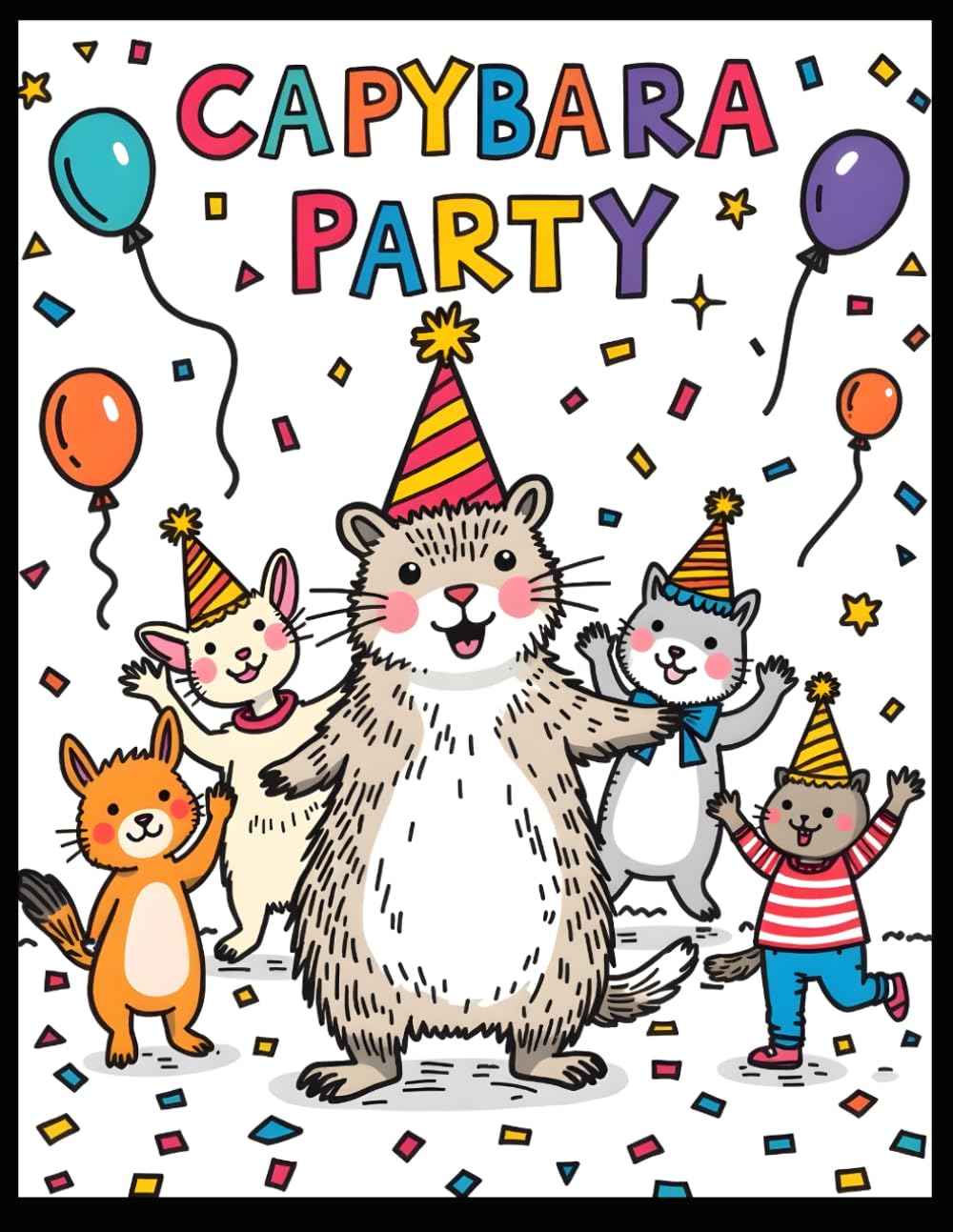 Capybara Party Coloring Book For Kids: A Fun Party Adventure with Capybaras and Their Animal Friends