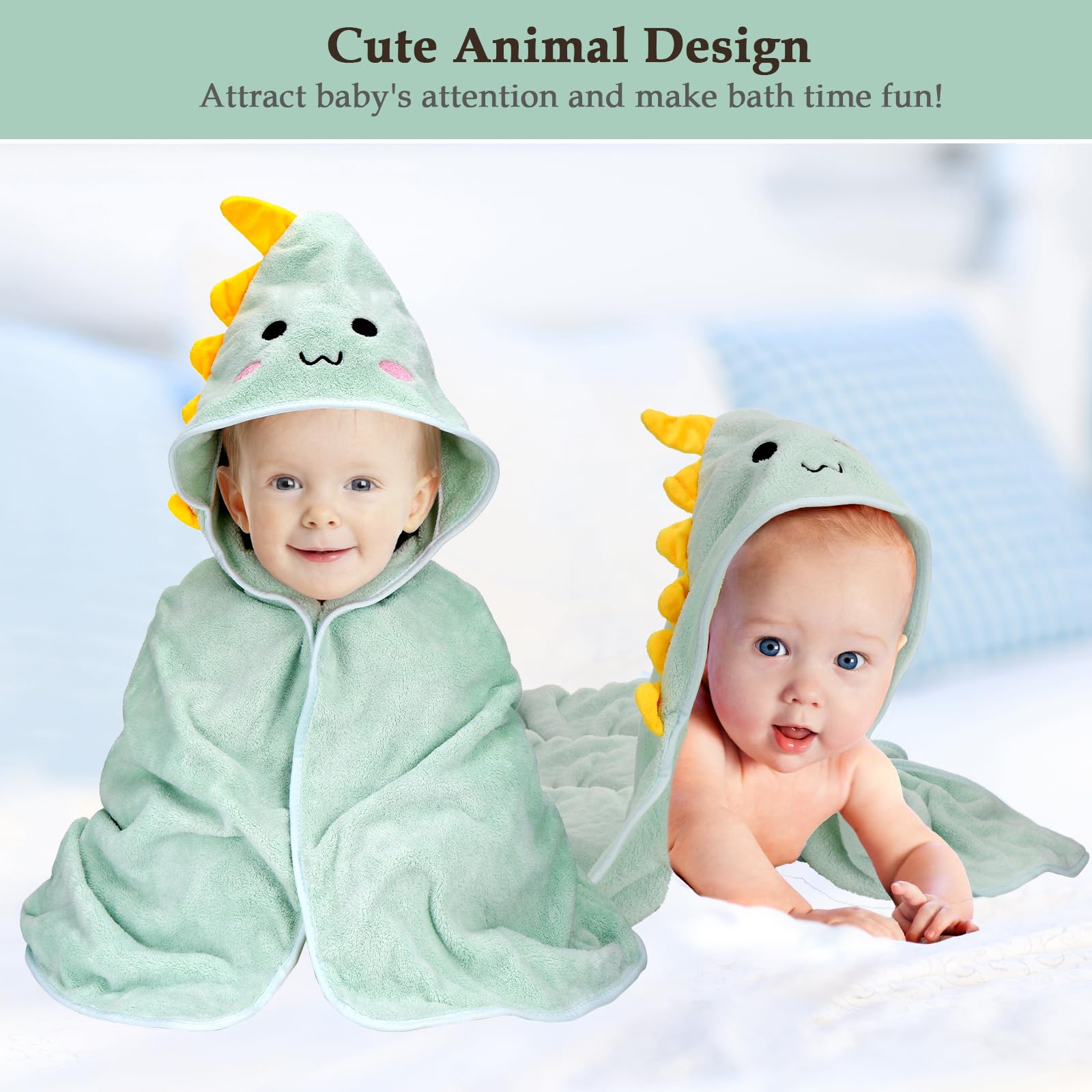 ZMDMAH Cape De Bain Bébé à Capuche 80x80cm - Serviette Peluche Corail Super Absorbante 0-3 Ans