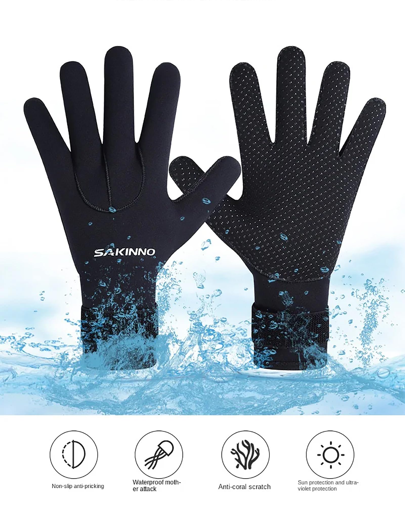 clhjinruoliu L,5MM Diving Mittens Men's and Women's Non-Slip Gloves Cold-Proof Warm Outdoor Fishing Gloves Snorkeling Surfing Sports Gloves