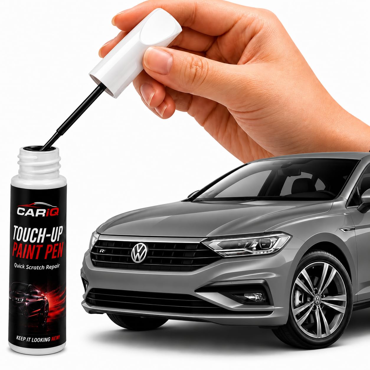 CarIQ - Grey Car Scratch Remover Touch Up Paint Pen for Minor Scratches, Paint Chips & Scuffs | Quick Dry Automotive Paint Repair Pen | DIY Car & Bike Scratch Repair | Precision Applicator-image-4